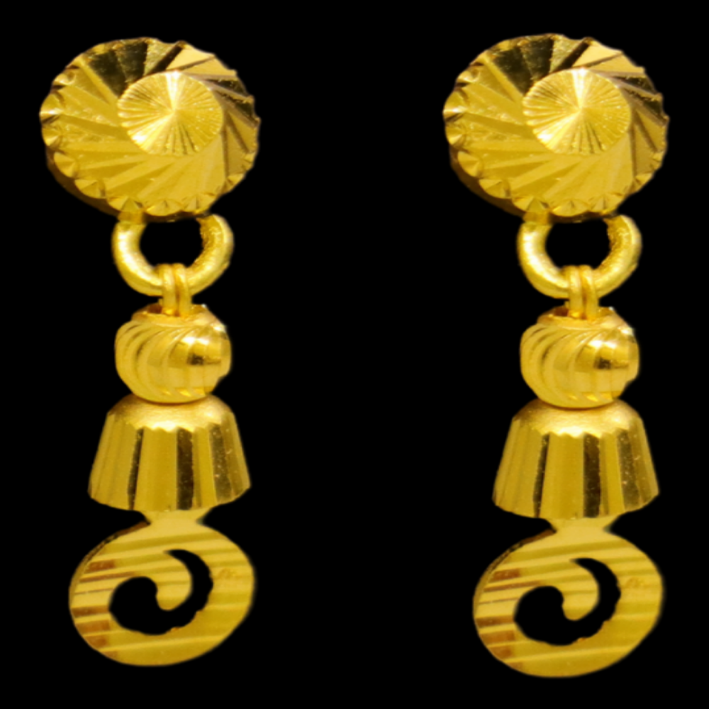 22K Gold Stud Drop Earrings - SW26648
